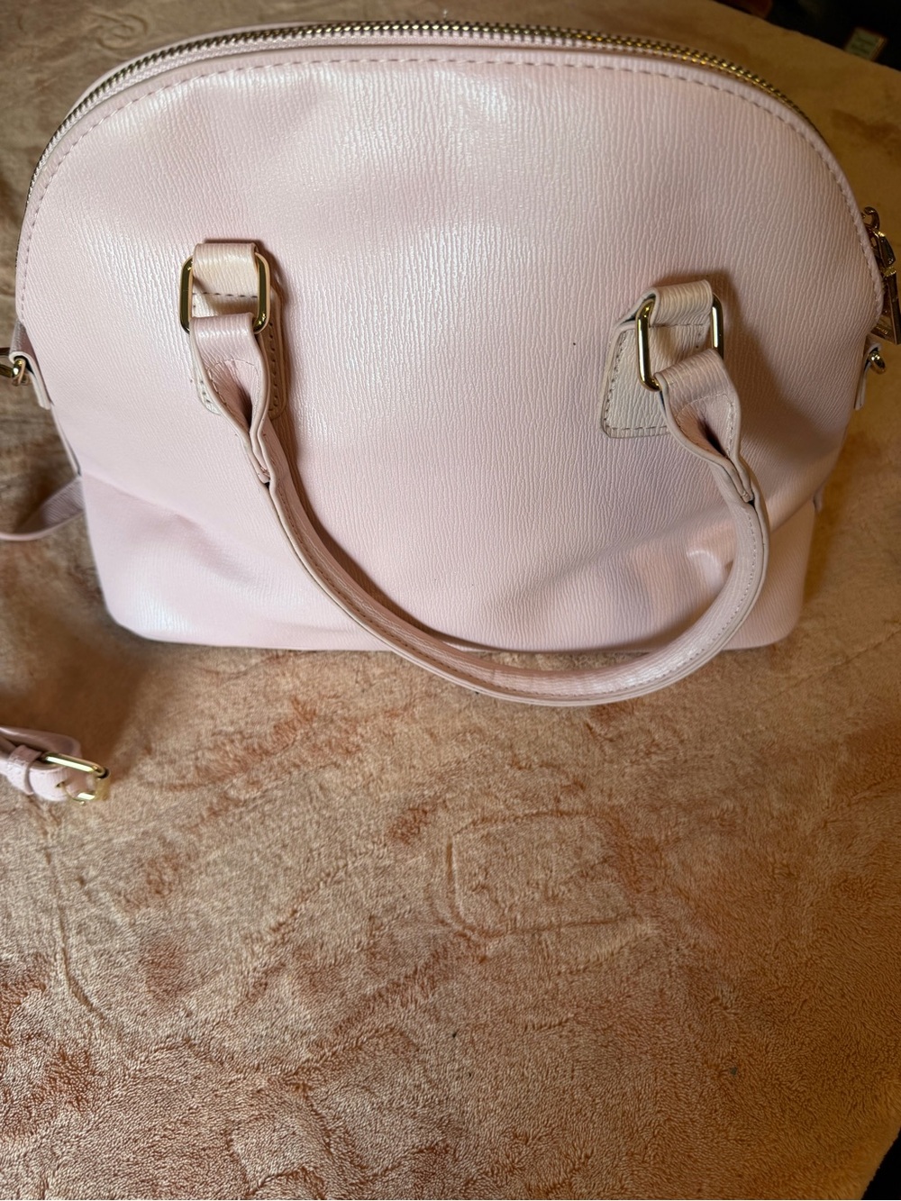 bebe Soft Pink Dome Satchel with Gold Hardware